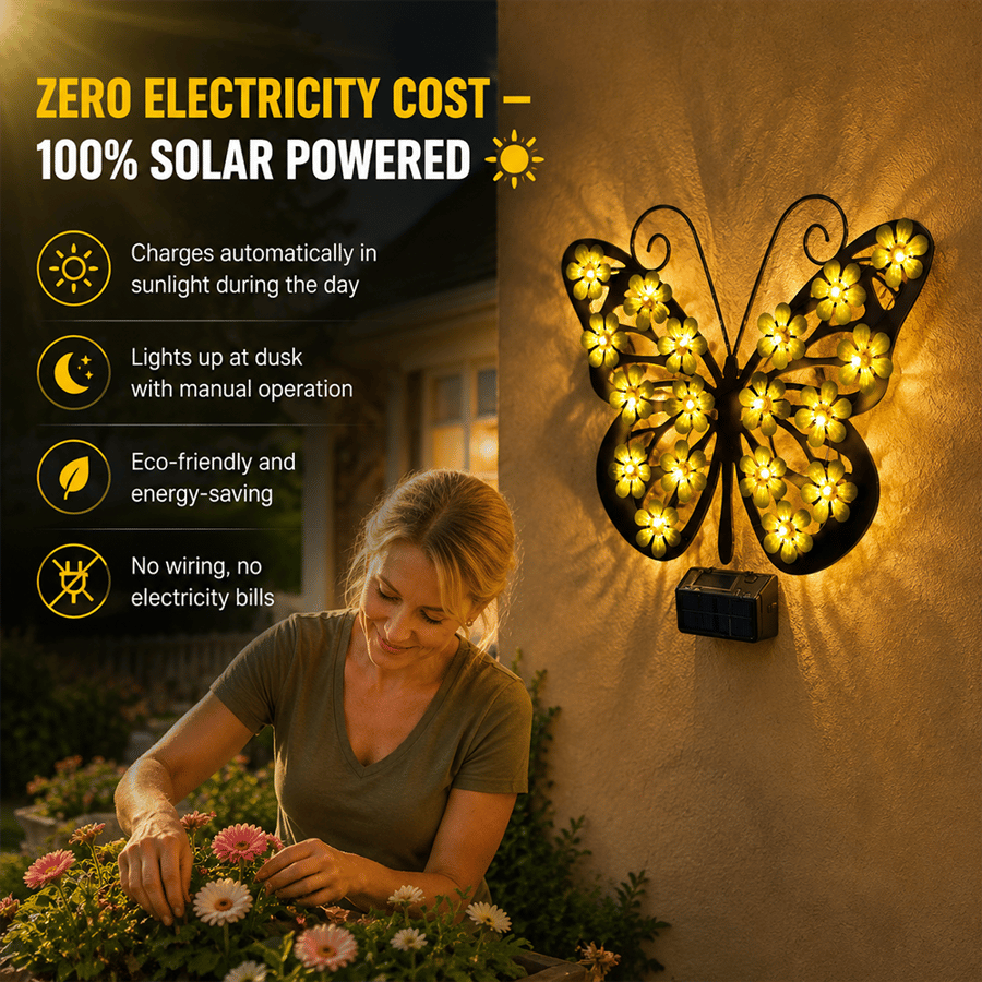Beautiful Solar Metal Butterfly Garden Light