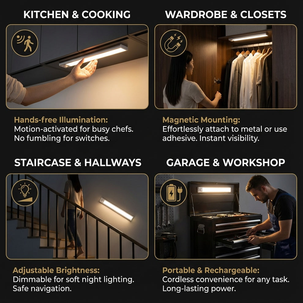 Smart Sensor Magnetic Rechargeable LED Lights